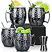 Moscow Mule Becher, Set 4er, Gunmetal schwarz 550ml, Moscow Mule Mug mit 4 Becher, 4 Trinkhalme, 1 Messbecher für Kaltes Getränk, Bier, Gin, Vodka, Cocktails und Wasser Genießen Gin mit günstig Kaufen-Moscow Mule Becher, Set 4er, Gunmetal schwarz 550ml, Moscow Mule Mug mit 4 Becher, 4 Trinkhalme, 1 Messbecher für Kaltes Getränk, Bier, Gin, Vodka, Cocktails und Wasser Genießen