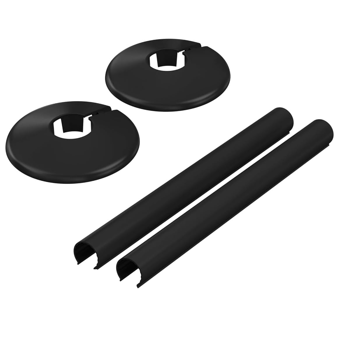Corso Bathrooms Chrome Black Radiator Pipe Covers And Collars, 15Mm, 200Mm Length, 2 Pack