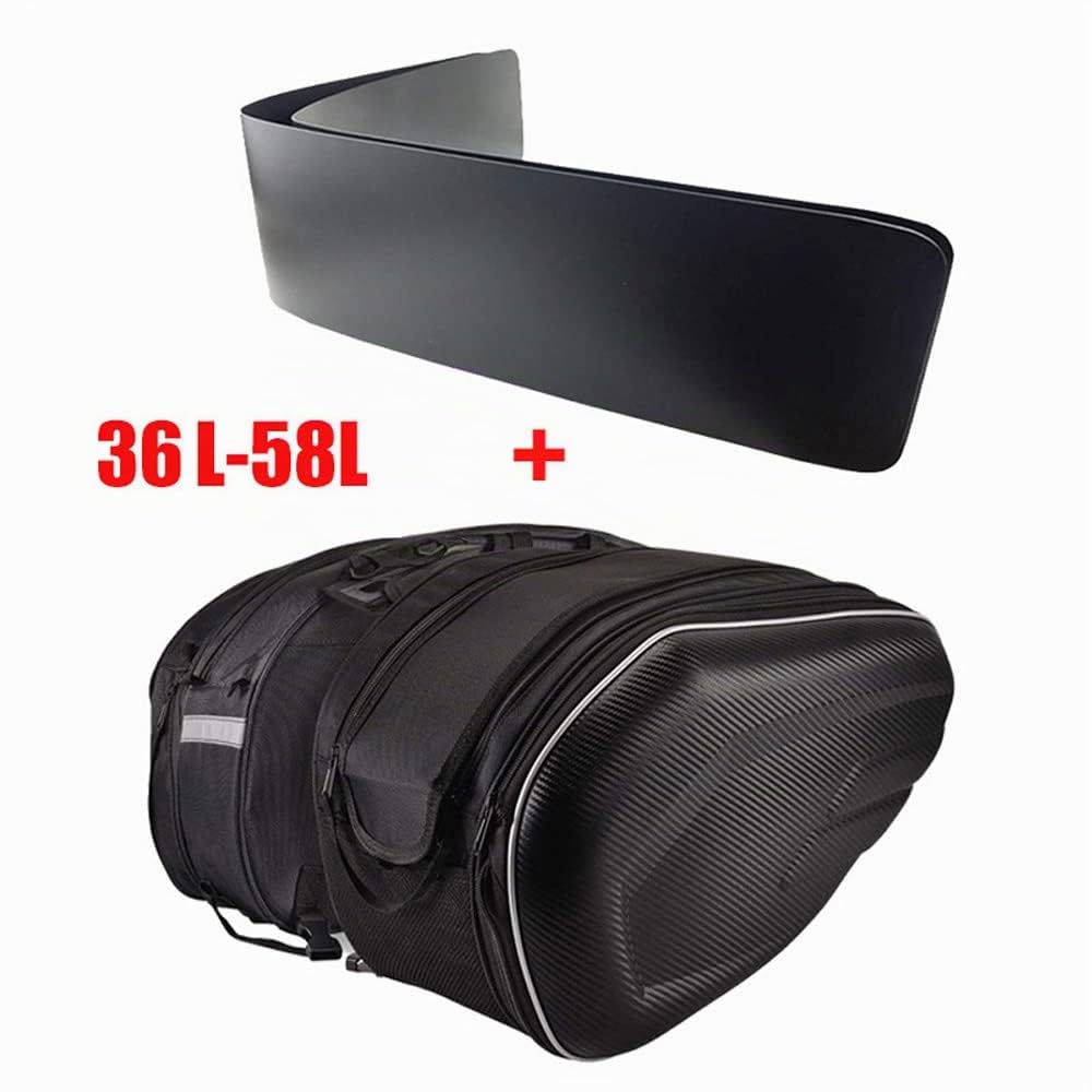 Shkalacar Sac Latéral de Moto Noir 34L - Casque et Outils en Simili Cuir Étanche 1680D - 2 Pièces