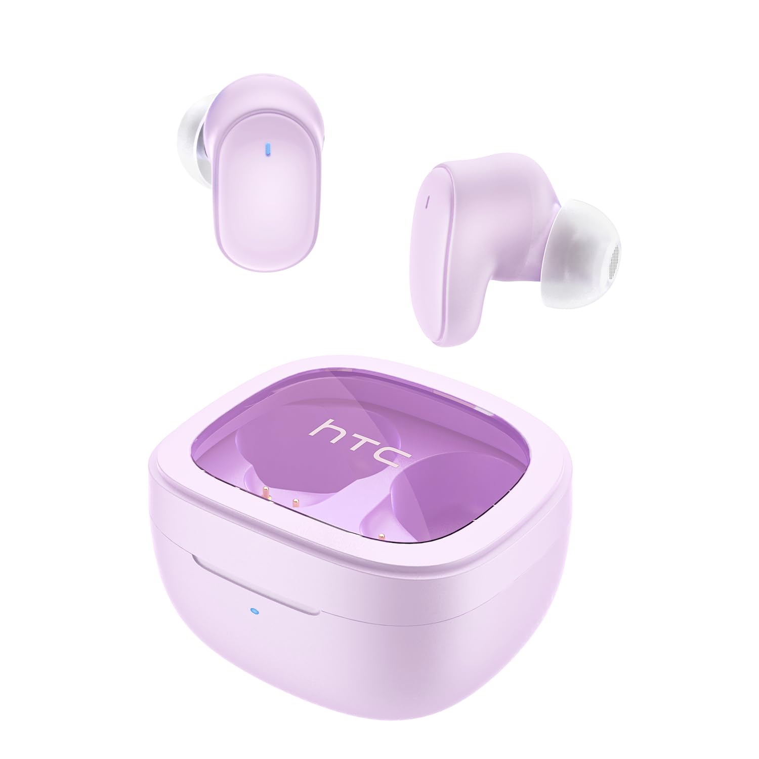 HTC Audifonos Inalambricos Bluetooth 5.3 Audífonos-Inalámbricos Manos Libres Audifonos Gamer Wireless Earbuds Compatible para Laptop Celulares Tablet Samsung Xiaomi Sony Motorola Morado