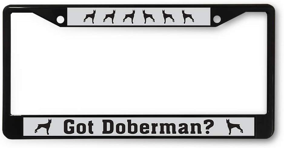 Sign Destination Metal License Plate Frame Got Doberman Car Auto Tag Holder Black 2 Holes Set of 2