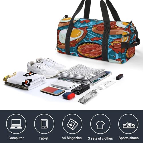 Bacon Eggs Gym Bag Travel Duffel Bag Sports Tote Bag Workout Bag Weekender Bag for Women Men4