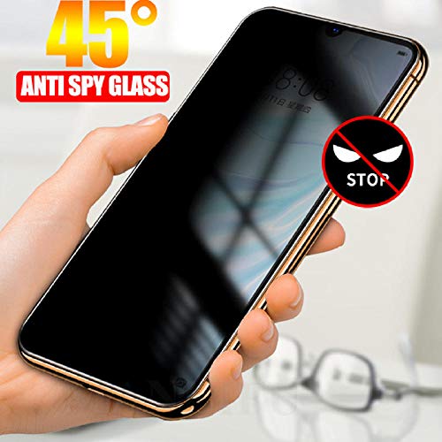 Wangyy Vidrio Templado Curvo 3D antiespía para Huawei P30 Mate 20 Pro Nova 5T Privacidad Protector de Pantalla Anti-pío Honor 8X 9X 20 Pro 20S-Huawei Mate 20 Lite_Anti asomando