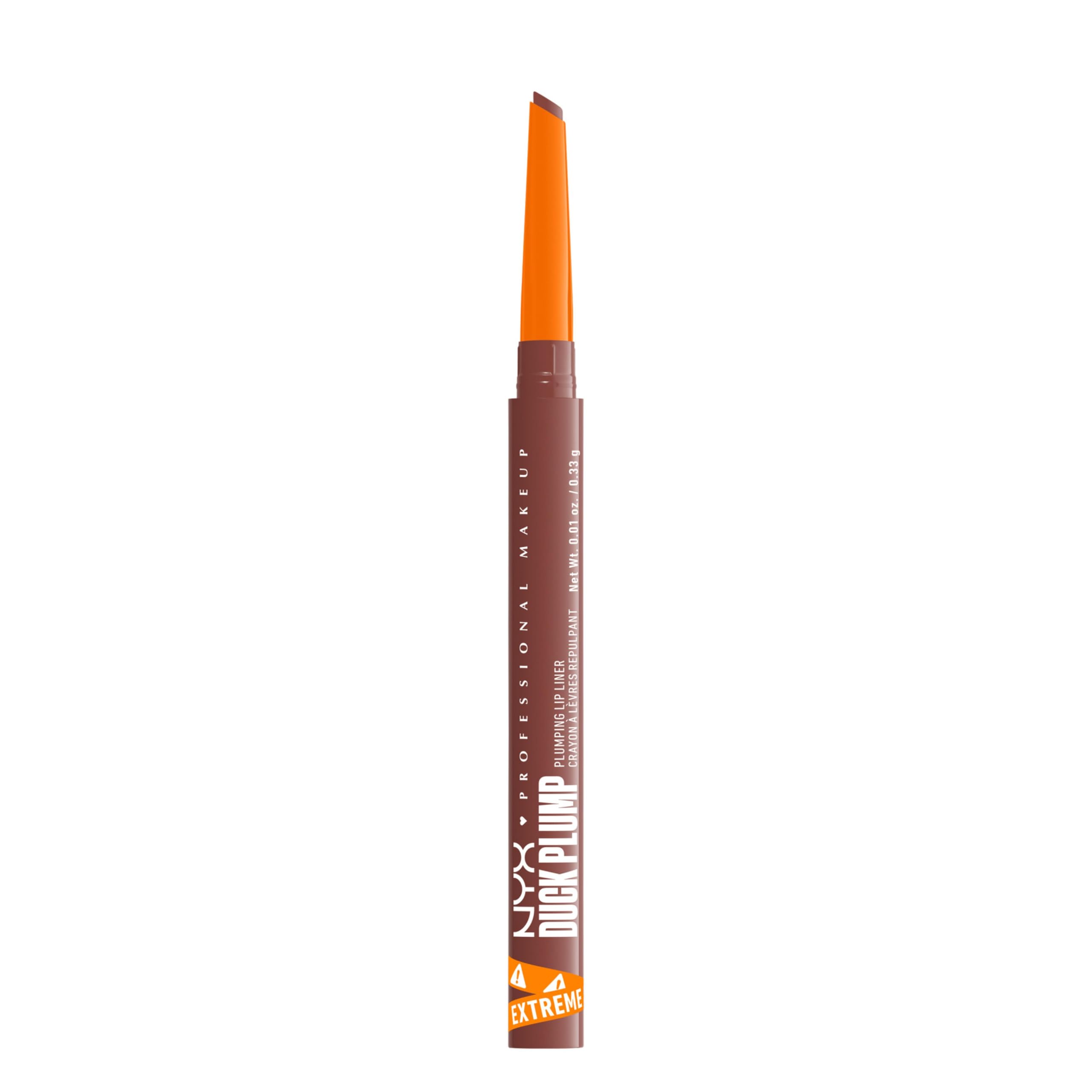 NYX Professional Makeup Duck Plump Plumping Lip Liner, With SPICY GINGER & CAPSICUM for Plumping Effect, Up To 10 HR Wear, Matte Finish, Vegan Formula, Shade: Nude Flip