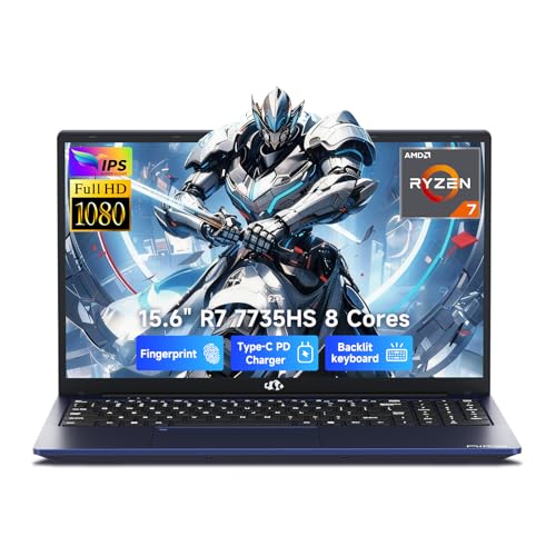 Image of NIMO Gaming Laptop, 15.6 inch FHD Laptop with AMD R7 7735HS (8 Cores, Up to 4.75GHz), 16GB DDR5 256GB SSD Laptop for Business & Student, Radeon 680M, 100W Type-C, 180 Viewing, Backlit KB, Dual Fans