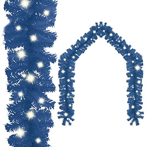 aphrophina Christmas Garland with LED Lights, 33 ft Length, 150 LEDs, Cozy Holiday Decoration in Blue