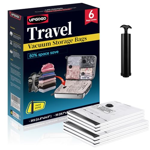 UPGOGO Travel Vacuum Bags with Hand Pump, 6-Pack