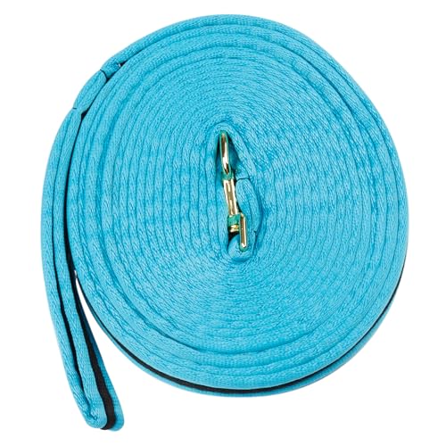 Kincade Brights Two Tone Padded Lunging Rein, Aqua/Black, 26', Aqua/Black, 26'