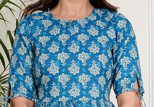 Image of Kuruti B Sheets Women's Cotton Floral Printed Regular Fit Anarkali Kurta for Women