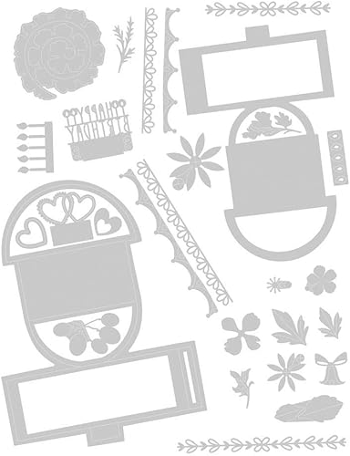 Miniatura 5 de Sizzix Thinlits Juego de troqueles de peonía, 13 unidades, multicolor