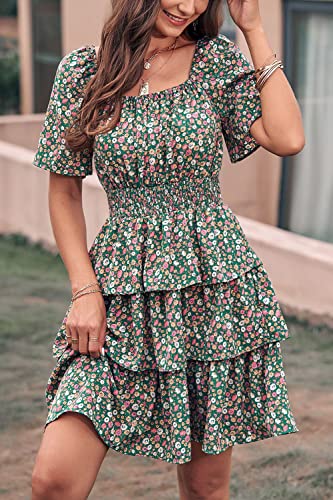 Image of PRETTYGARDEN Women's Summer Floral Ruffle Short Dress