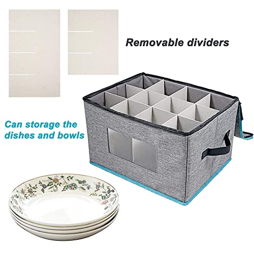 Wejipp Wine Glass Storage Box With Lid,Stemware China Storage Cases Containers Glassware Storage Containers Sets With Dividers And Handles,2 Pack #TOP4