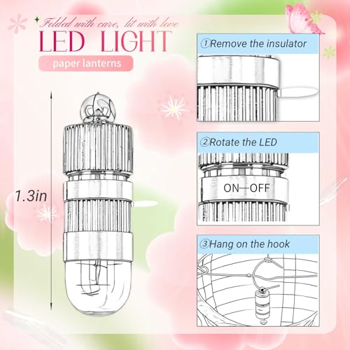 Image of Pink Chinese Paper Lanterns with LED Lights, 10-Pack 10inch | Hanging Lights for Wedding & Bridal Shower, Birthday Party Decorations, Ceiling Decor, Home Party, Baby Shower