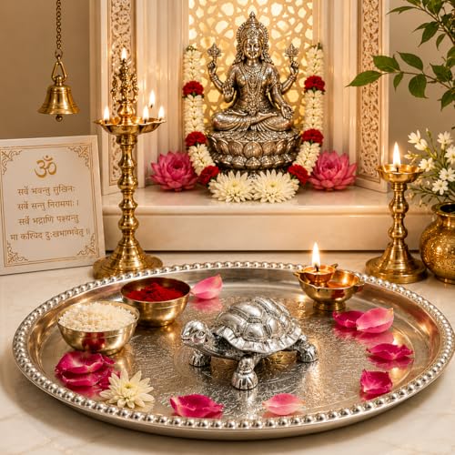 Image of 999 Silver-Plated Auspicious Tortoise, Turtle, Kachua, Showpiece (4 Inch) - Symbol of Stability, Longevity, Unwavering Career Growth, and Financial Good Fortune for Home and Office Decor