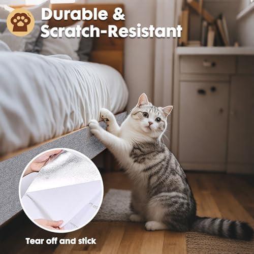 powerking Anti Gato Rañazos Sofá Protector de Muebles, DIY recortables autoadhesivos Almohadillas de arañazos Alfombra de Garras de Gato (Gris Claro) - imagen 3