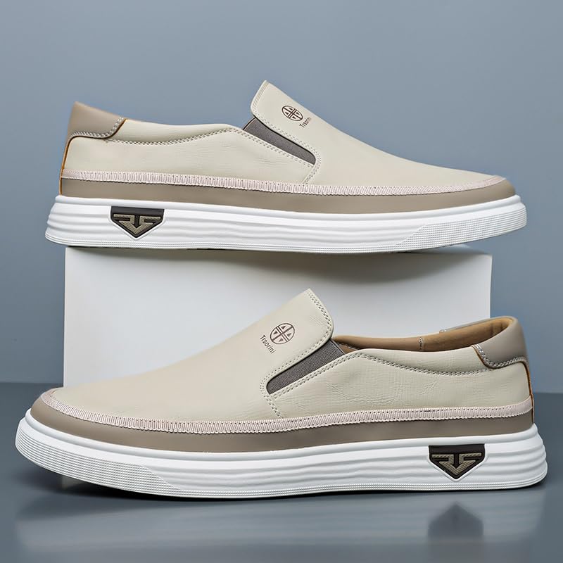 Image of Trsorini Mens Casual Shoes Soft Comfortable Flat Lightweight Moccasin Classic Breathable Leather Men's Shoes