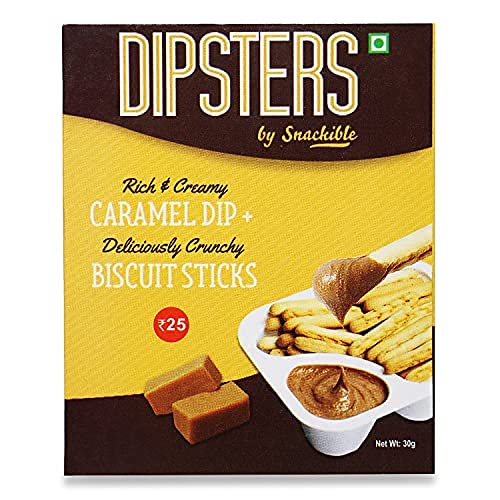Snackible Dipsters Caramel Dip with Biscuit Sticks (30gm (Pack of 6))