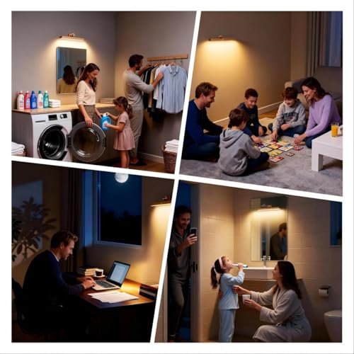 Image of Wood Mirror Light Bar with Magnetic Mount for Bathroom (1-Pack) | Rechargeable USB C,3-level dimming vanity light,touch control for halls,cabinets,living room,bedroom,pictures,home decor
