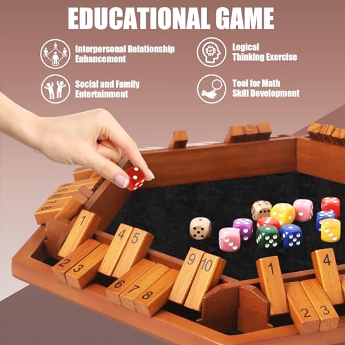 Toidgy Shut The Box juego de mesa de dados para 1 a 6 jugadores miniatura 5