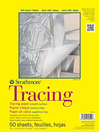 Strathmore 300 Series Tracing Paper Pad, Tape Bound, 9x12 inches, 50 Sheets (25lb/41g) - Artist Paper for Adults and Students