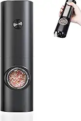 Moedor Eletrico Sal Pimenta Saleiro Moedor Eletrico Pimenta e Temperos Kit Triturador de Especiarias Automático A Pilha Com Luz LED | Premium InoVibes (1 unidade)