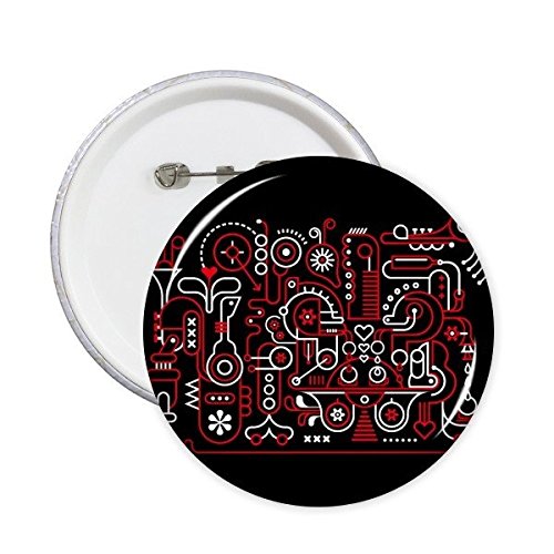 Badge rond motif graffiti abstrait blanc et rouge en lot de 5 pièces XL pour vêtements