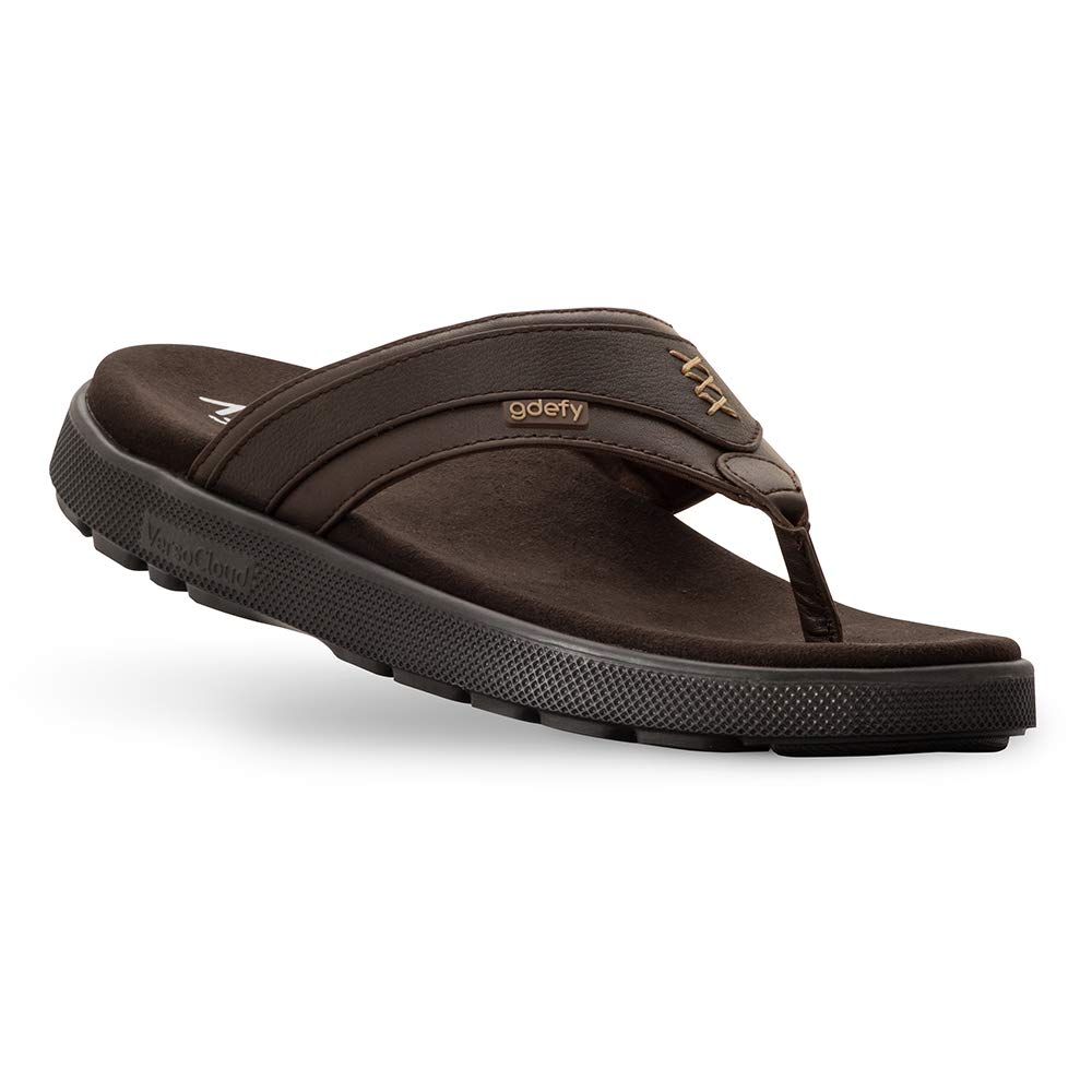 Men's G-Defy Tully Leather Sandal - VersoCloud Multi-Density Shock Absorbing Stress Recovery Flip Flops
