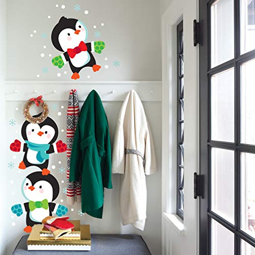 Paper Riot Co. Penquin Stacking Christmas Holiday Wall Stickers Removable for Family Activity Classroom Kids Room Nursery Bedroom Home Decor 65 Count Decals