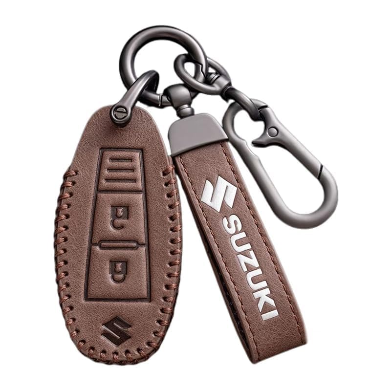 ZhMG63 Porte-Clés de Voiture pour Suzuki Swift Suzuki Swace Suzuki Vitara,Porte Clef Multifonction.,B-Brown