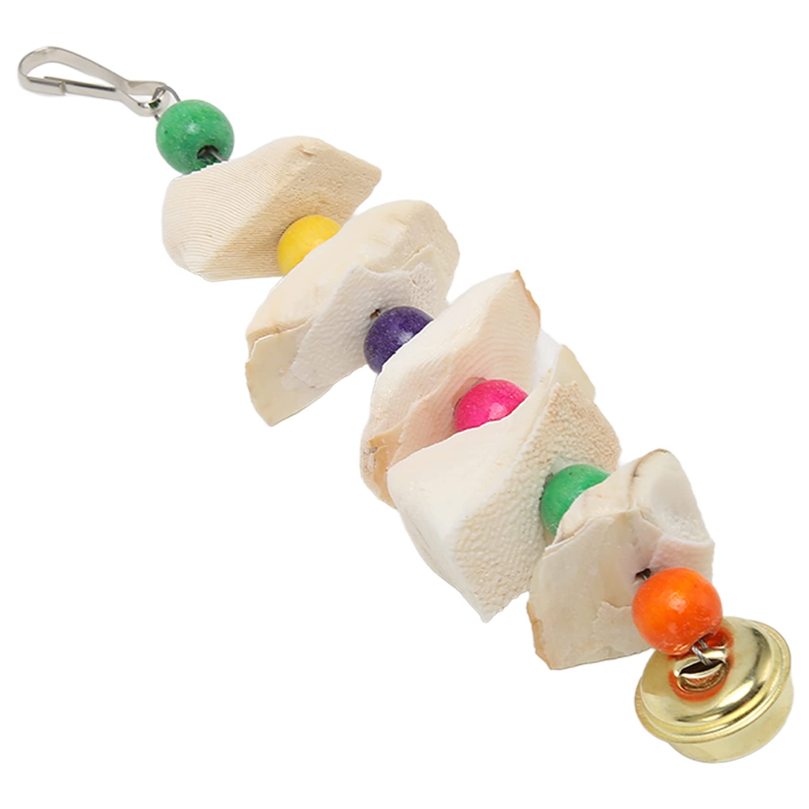 Juguetes para Masticar Pájaros para Loros - Sepia Natural Colorida con Campana para Rechinar los Dientes y Suplemento de Calcio - Material Seguro y Fácil de Instalar (M)
