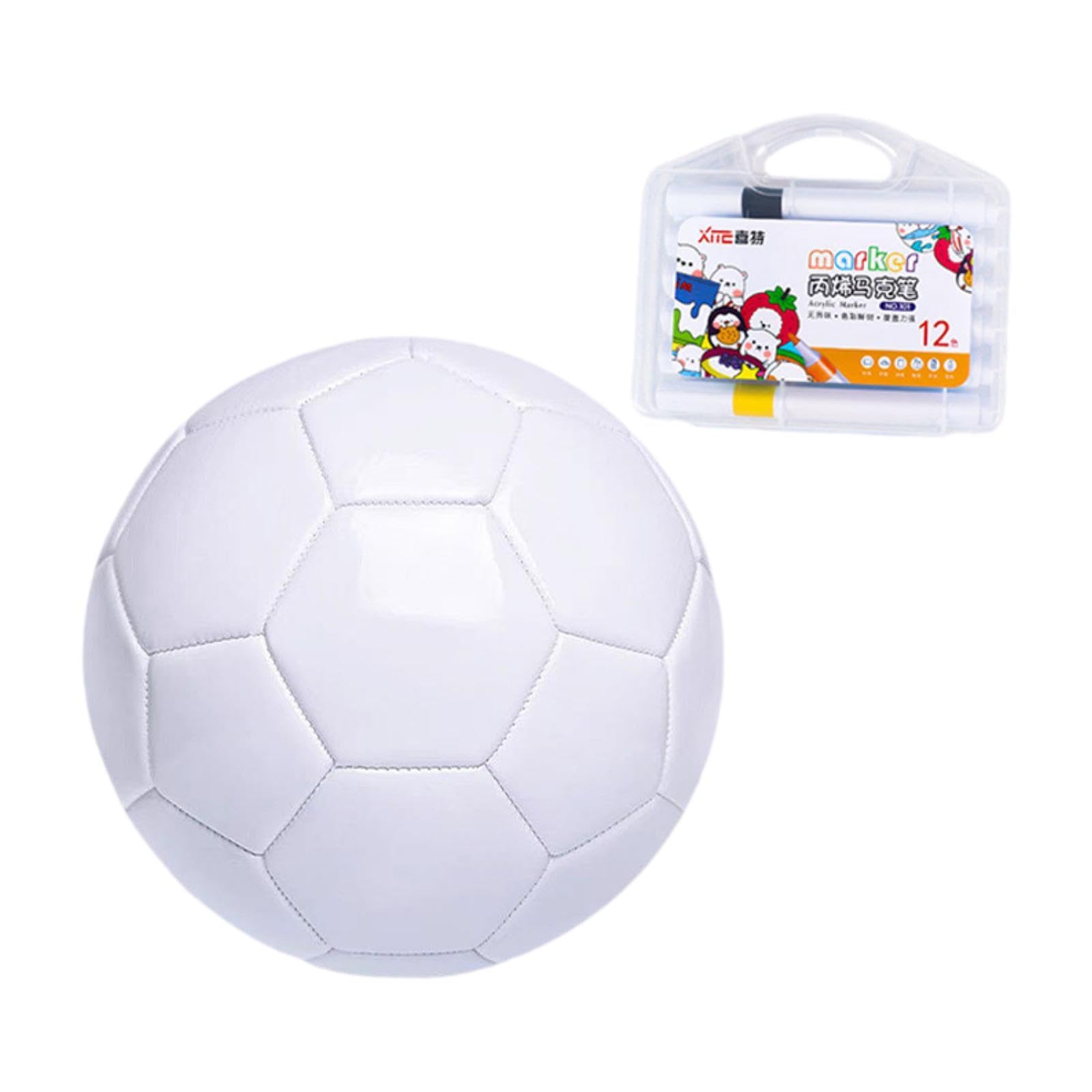Balón de Fútbol Oficial para Niños Personalizable con 12 Marcadores Acrílicos Superficie Lisa de PVC Estable Apto para Deportes Actividades