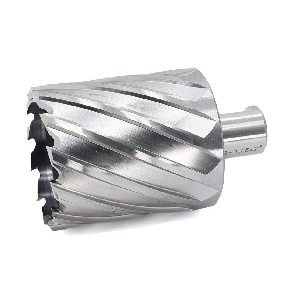 OSCARBIDE 2-1/8 "x2 Annular Cutter,3/4 inch Weldon Shank,2-1/8 inch Cutting Diameter,2 inch Depth of Cut,2 Flat Mag Drill Bit with Pilot Pin for Magnetic Drill Press,1 Piece