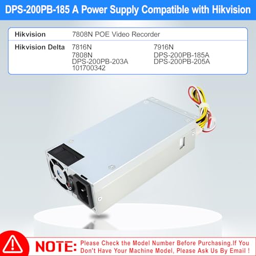Aggiornato DPS-200PB-185 A 190W Alimentazione di ricambio per Hikvision 7808N POE Video Recorder Compatibile con Delta 7816N 7916N 7808N DPS-200PB-185A DPS-200PB-203A (6Pin+2Pin Connettore) - Alimentatore - Immagine 2