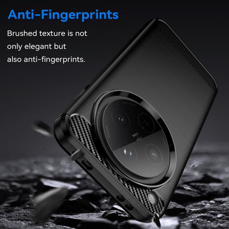 Image of NPRC Hybrid Ultra Slim Protective Case TPU Non-Slip Carbon Fiber Texture Shockproof Case Cover for Oppo FIND X8 PRO - Black