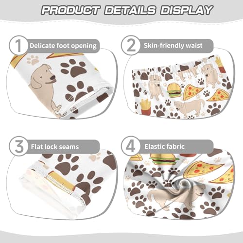 Dog and Fast Food Pattern Girls Leggings,Workout Leggings for Girls Toddler Athletic Leggings Size for 3-10T3