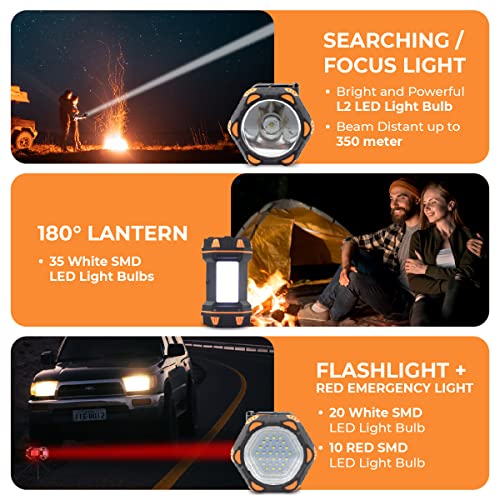 Ayl Led Camping Lantern Rechargeable, Camping Flashlight 8 Light Modes, 4800Mah Power Bank, Ipx6 Waterproof, Lantern Flashlight For Emergency, Hurricane, Power Outages, Usb Cable With Tripod Included #TOP2
