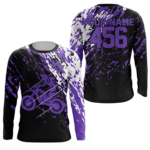 PIONAMZIOZ Custom Dirt Bike Jersey UPF30+ Motocross MX Racing Shirt Off-Road Men Women Youth Riders (Purple)