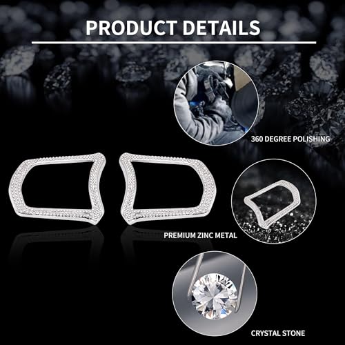 Image of for Honda,Car Bling Interior Decoration Crystal Sticker Button Box Frame Cover Fit for 2024 Accord Civic CR-V.(Silver 4)