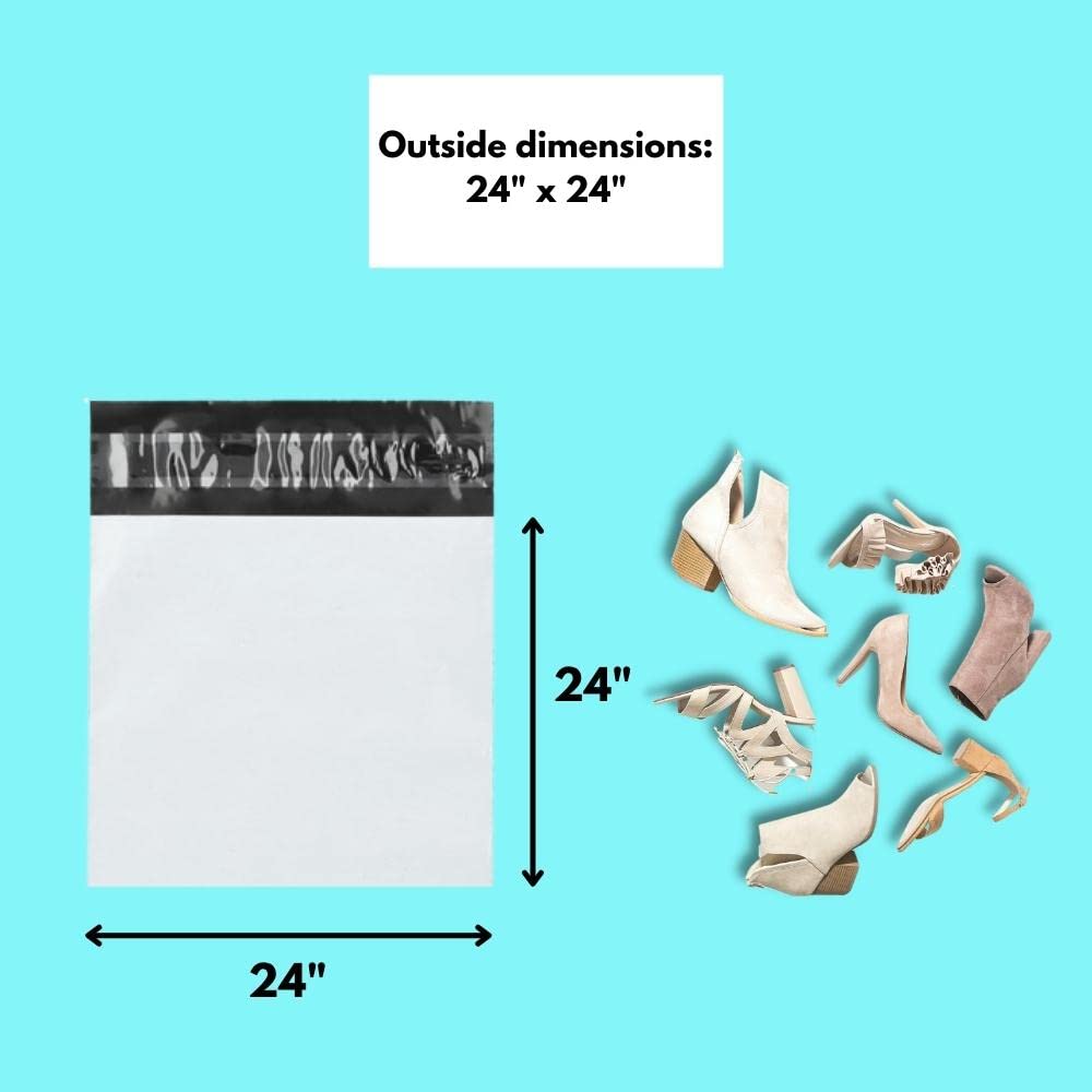 PSBM Poly Mailers, 24x24 Inch, 100 Pack, 3 Mil Thick, Shipping Envelope Mailers, White/Grey, Self Seal and Peel Strip