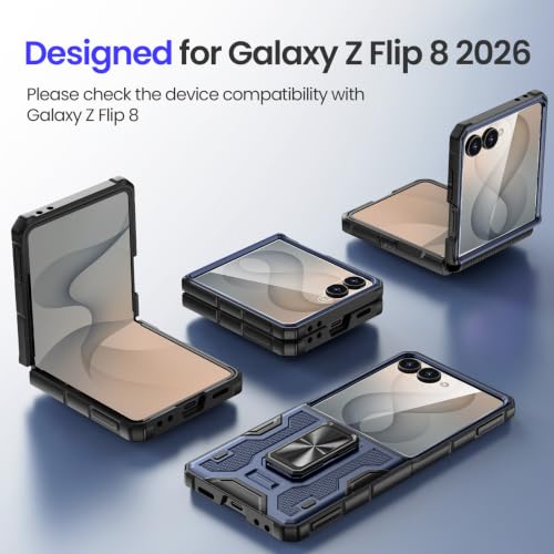 Image of VEGO for Galaxy Z Flip 8 Case with Built-in Screen Protector & Stand, Blue