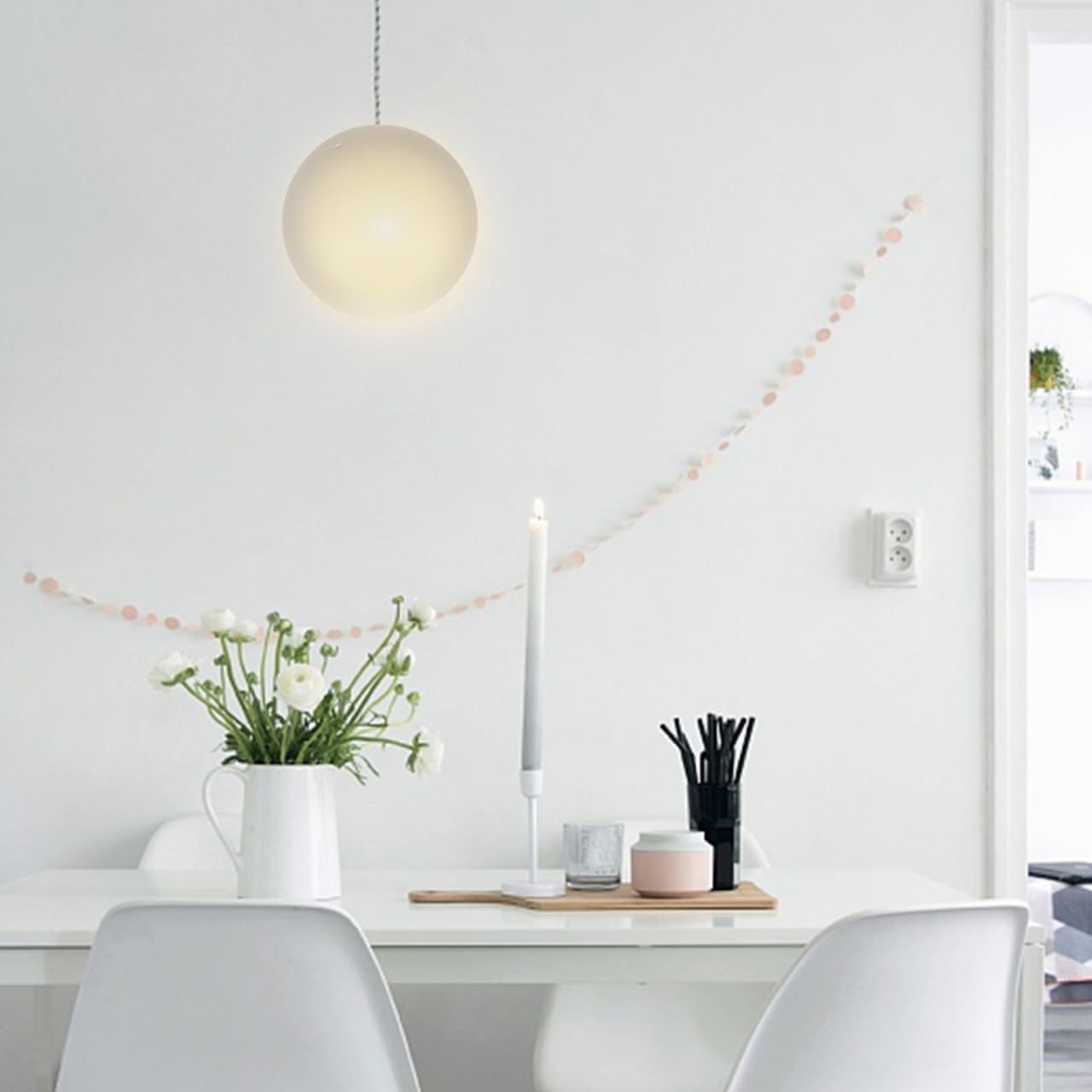 Baluue Frosted Glass Globe Lamp Shade Replacement 3.15 Inch Pendant Light Cover for G9 Bulb Fixtures Sphere Lampshade Ideal for Living Room Home Lighting