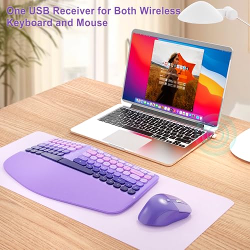 Image of Ergonomic Wireless Keyboard Mouse, Mechanical Gaming Set with Wrist Rest | Compatible With All windows and Type C Computer,With OTG & Long Clean Bruch,Ideal for PC, Home, Office and College
