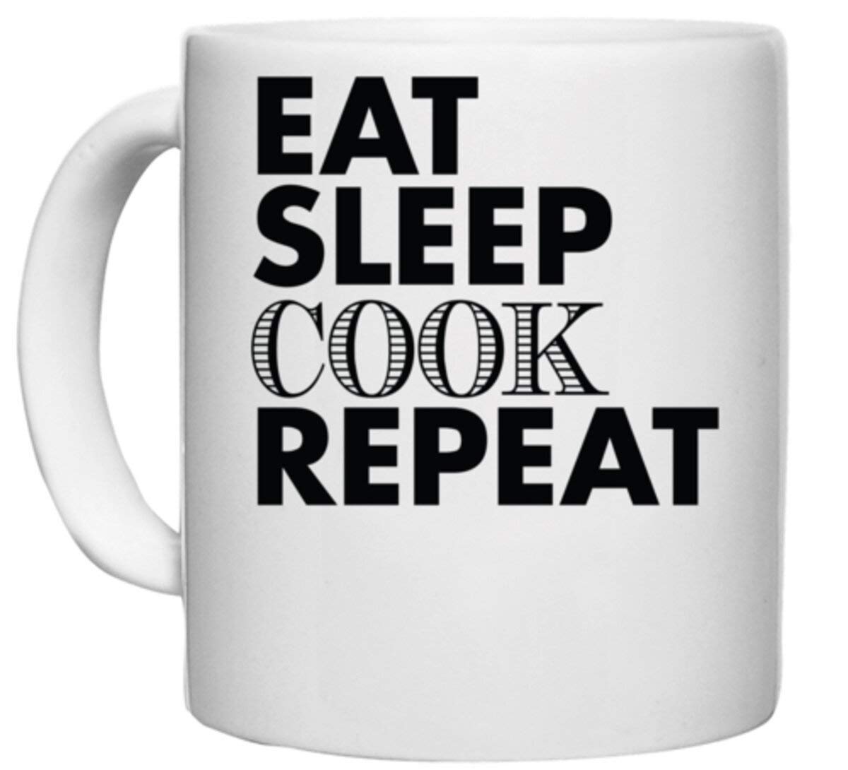 UDNAG White Ceramic Coffee / Tea Mug 'Cook | eat Sleep Cook Repeat 2' Perfect for Gifting [330ml]