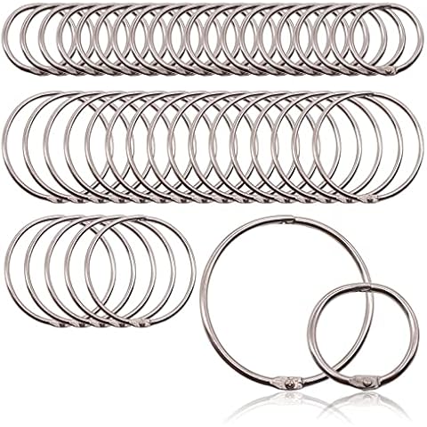 Binder Rings, Book Loose Leaf Metal Rings Binding Binder Ring 1 Inch 2 Inch for Index Flash Card Revision Cards Nickel Plated 40PCS Cover