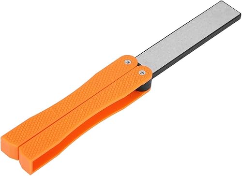 Afilador de doble cara, afilador de cuchillos de herramientas de jardín, afilador de cuchillos de bolsillo plegable, piedra de afilar portátil para