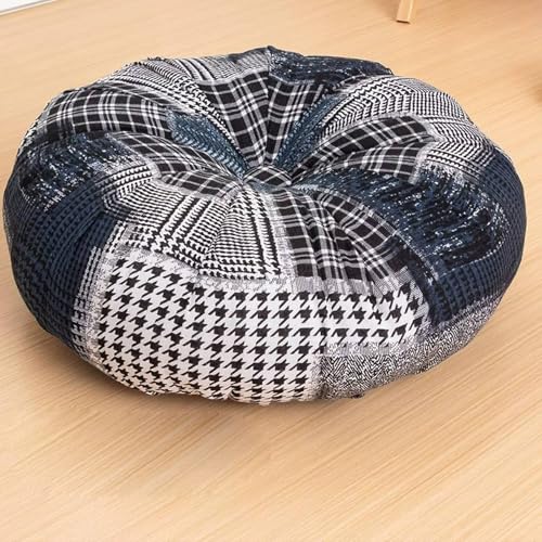 Almohadas de suelo de lujo con forma redonda para adultos, almohadilla de asiento elevador para interiores, jardín, yoga, meditación (1 unidad-40 cm, rejilla negra)