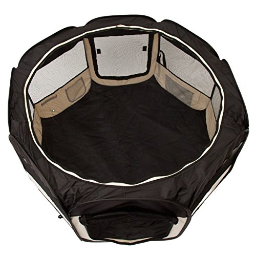 all Pets United® Welpen-Laufstall Tierlaufstall Welpenauslauf-Stall; XXL Freigehege für Hunde, Katzen, Hasen & Kleintiere im Innen- und Außenbereich (Schwarz-Beige)