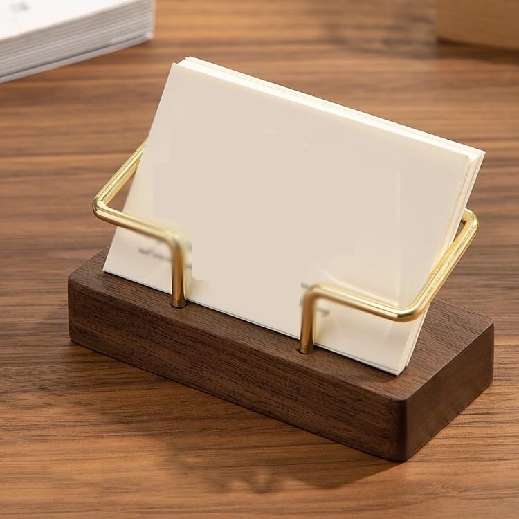 Business Card Carrier Wooden Desktop Business Card Box Hotel Front Desk Metal Business Card Holder Business Large Capacity Business Card Storage Box Business Card Holder Business Card Holder4