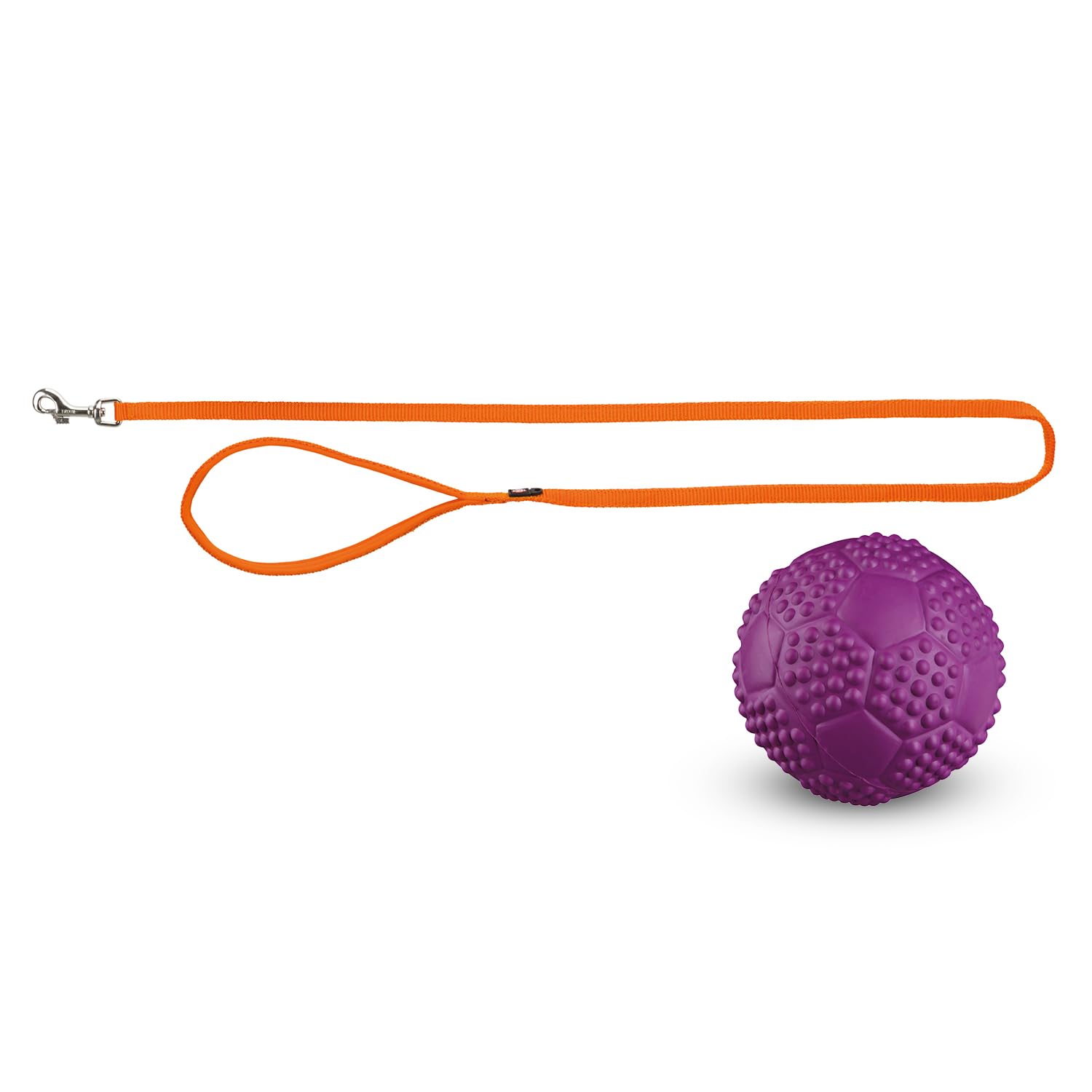 Combo of Trixie Premium Nylon Adjustable Dog Leash with Stainless Steel Hooks - L-XL (1.00m/25mm Papaya Color) and Sports Ball Natural Rubber Toy for Dog (B09WYW1HXG) Amazon Price History, Amazon Price Tracker