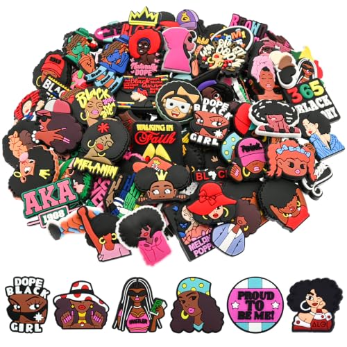 Image of Cute Pins for Backpacks,20-150Pcs Cute Black Girl Fun Black History Month Lapel Pin Brooch Pin Set DIY Decor Accessories gift